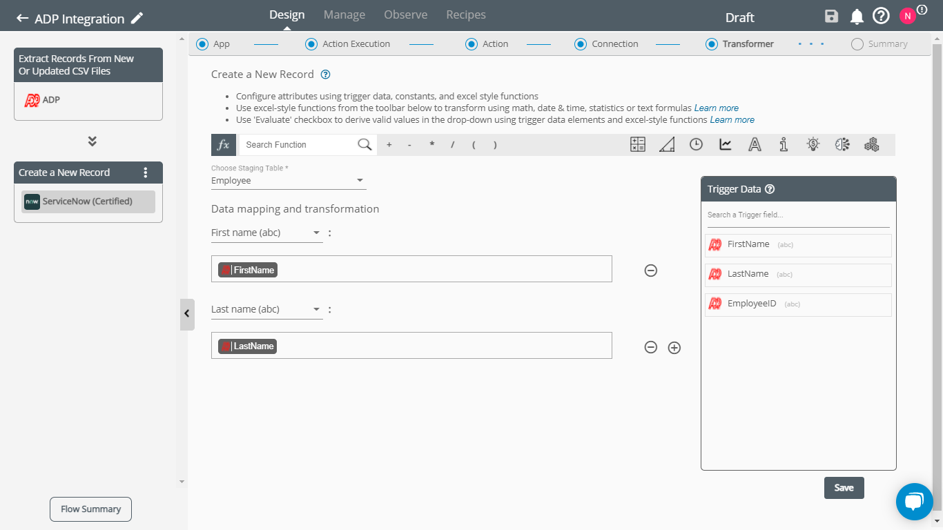 Column Headers present as Object to be mapped