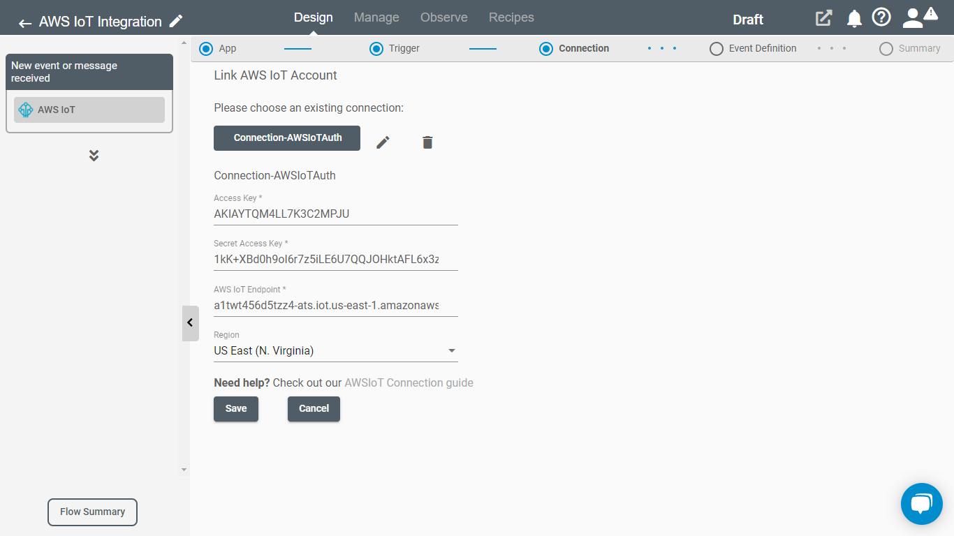 Create AWS IoT Connection