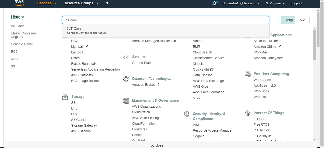 AWS IoT on AWS console