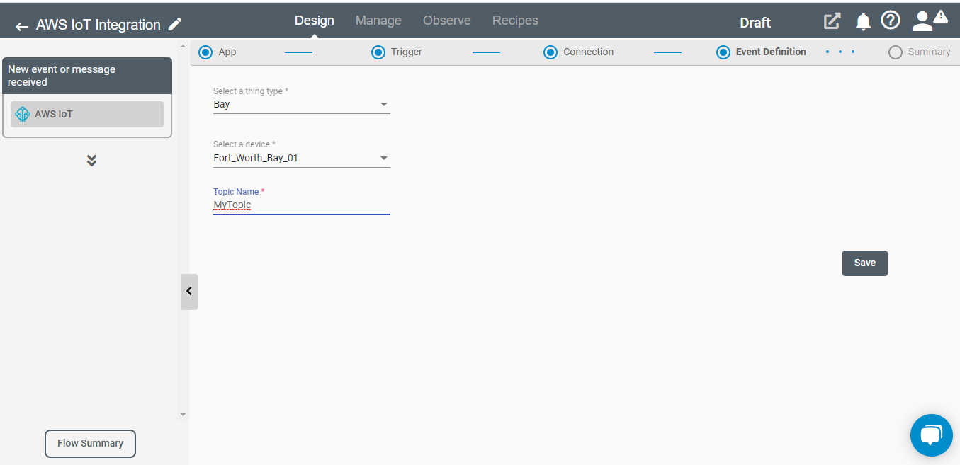 Set up AWS IoT Trigger on Connect iPaaS