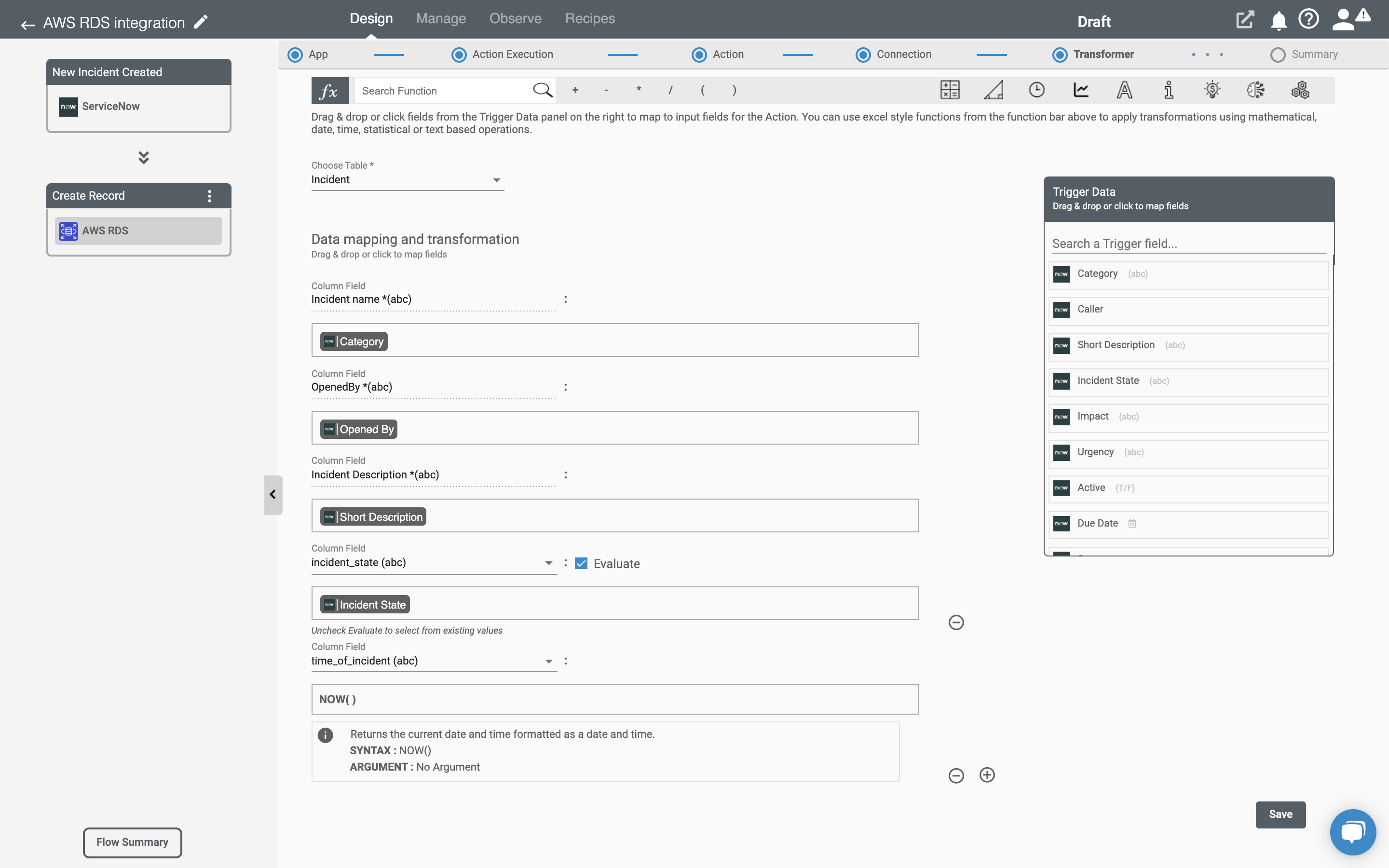 AWS RDS Data mapping and transformation