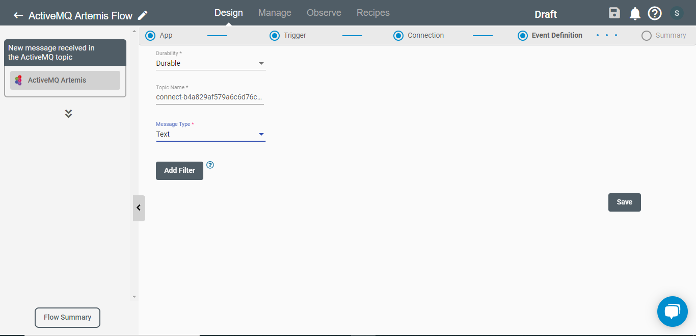 Setting up New Message Received in the ActiveMQ Topic Trigger on Connect iPaaS