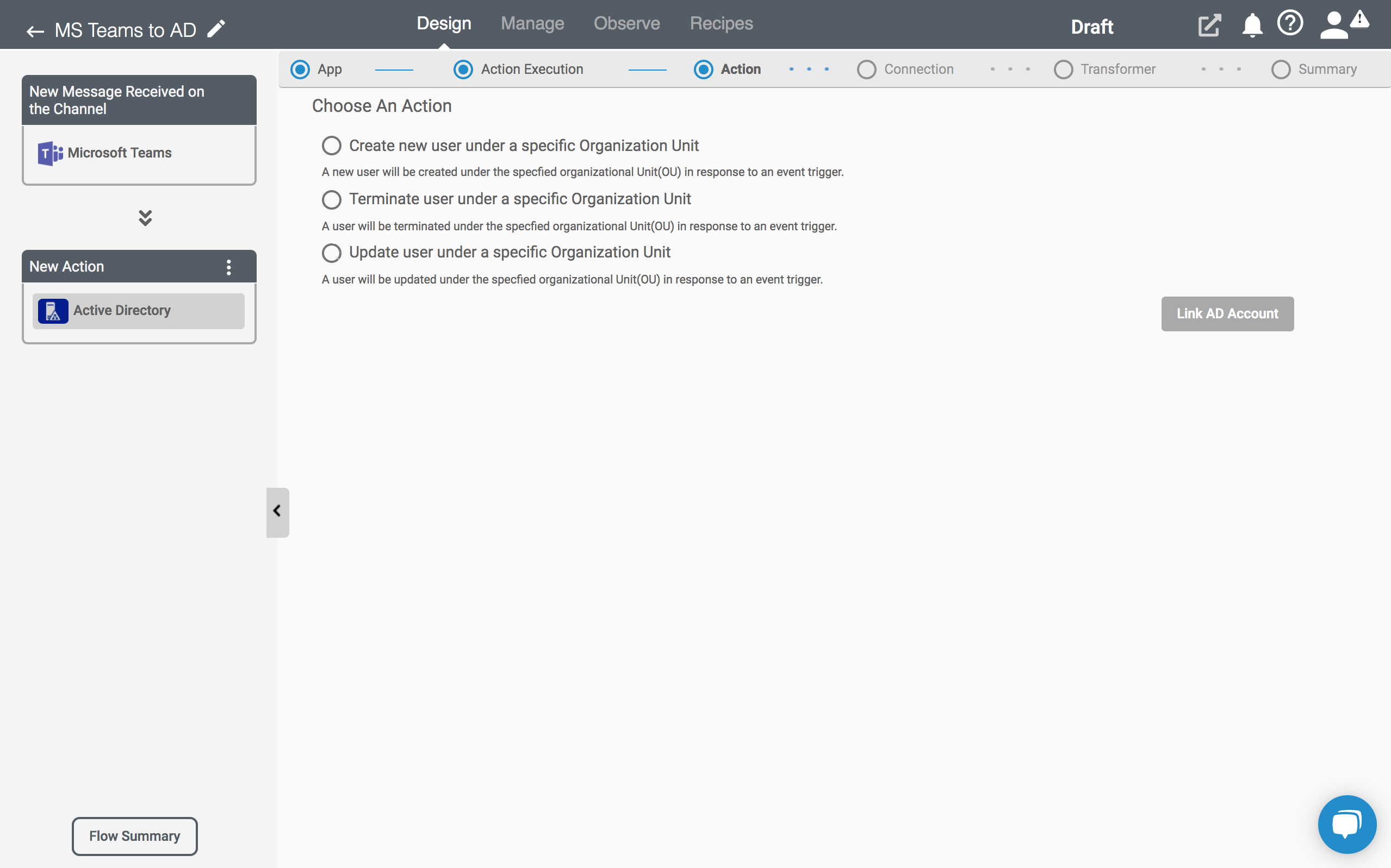 Action for Active Directory on Connect iPaaS