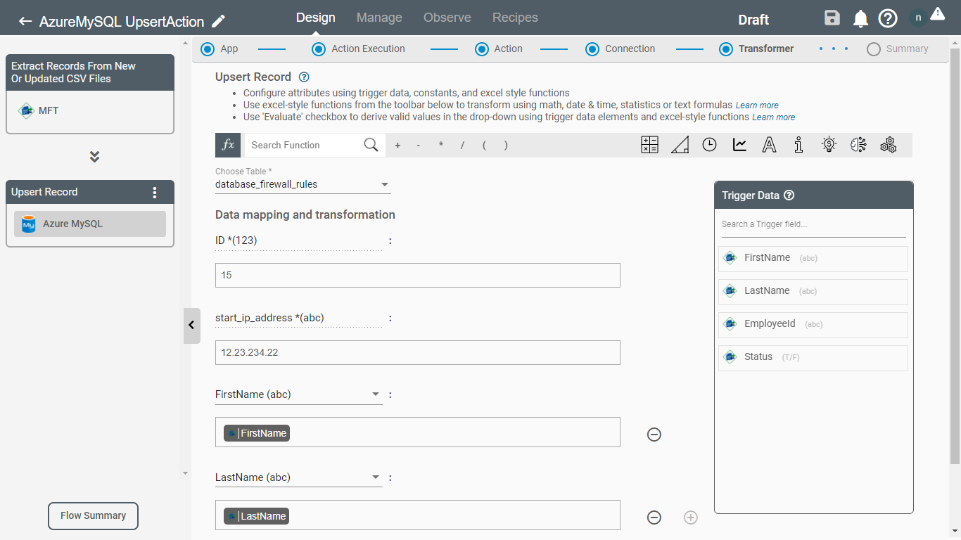 Azure MySQL Upsert record