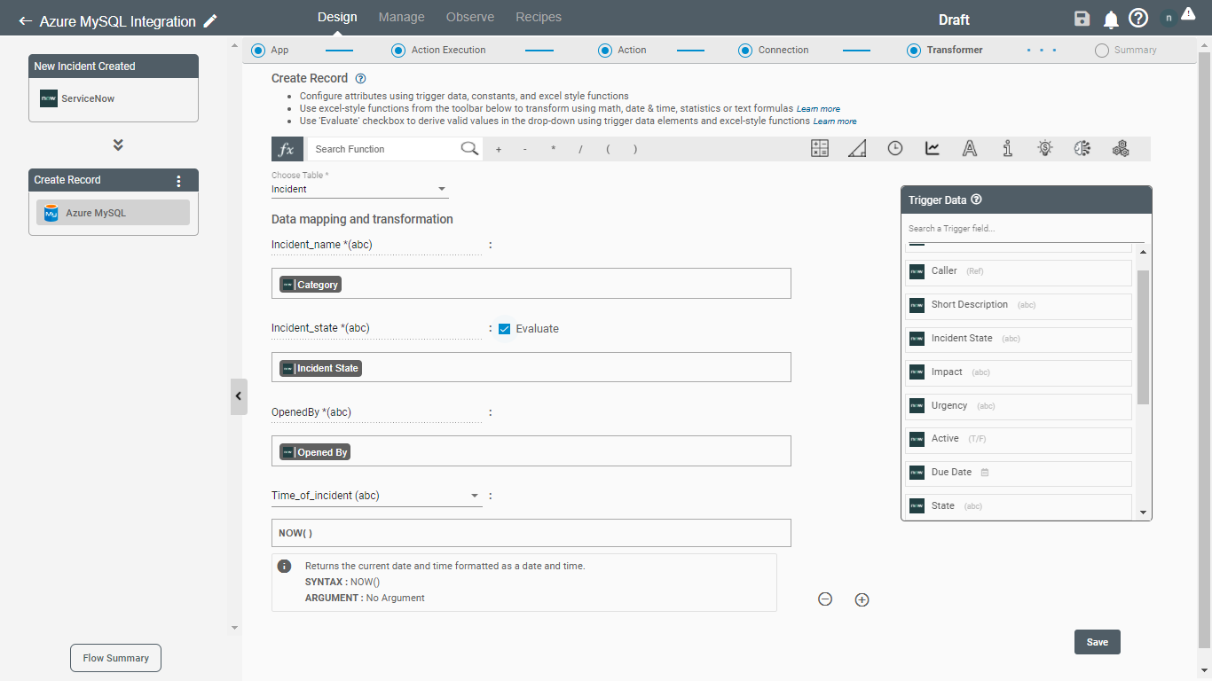 Azure MySQL data mapping and transformation