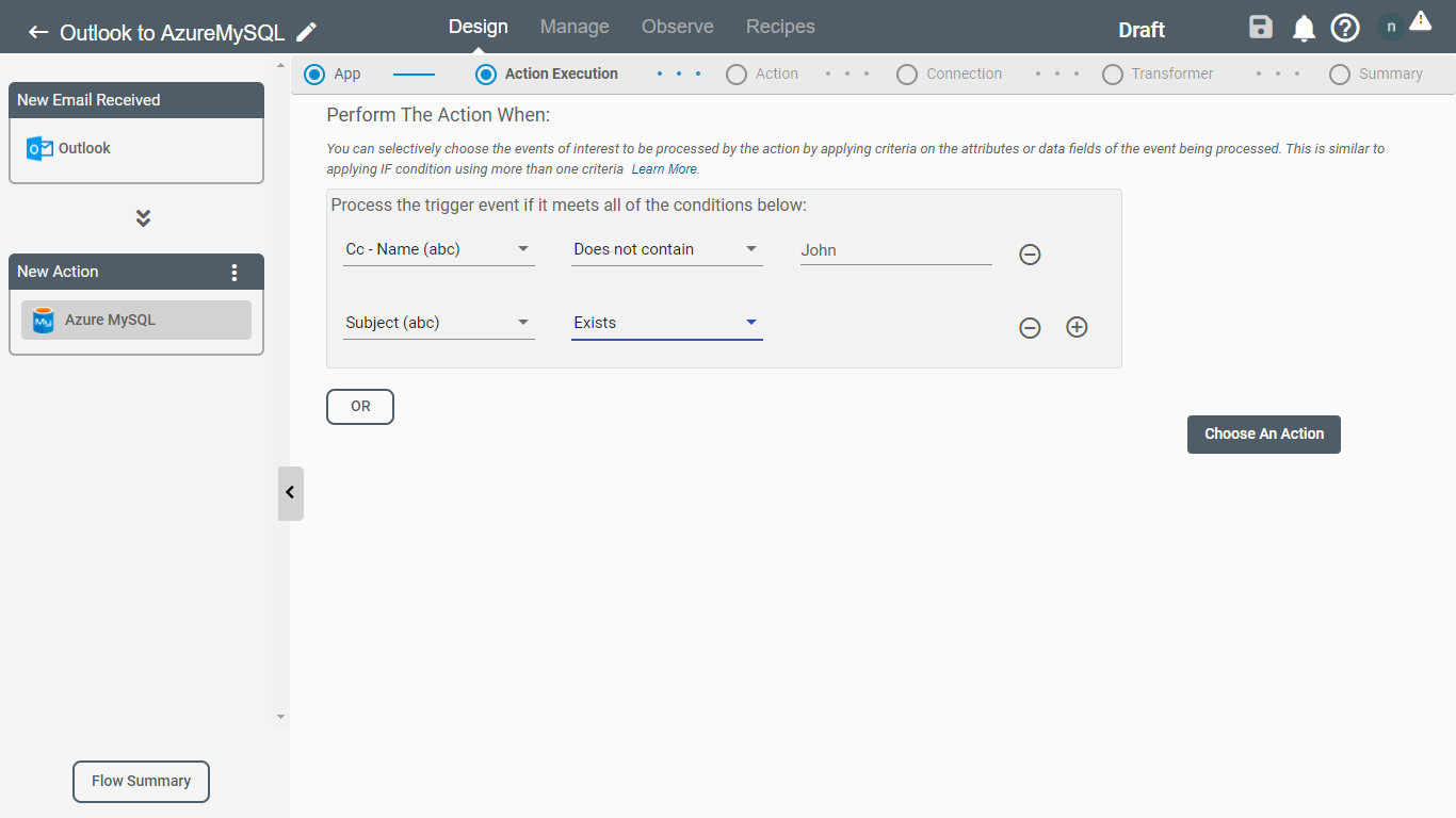 Azure MySQL execution condition