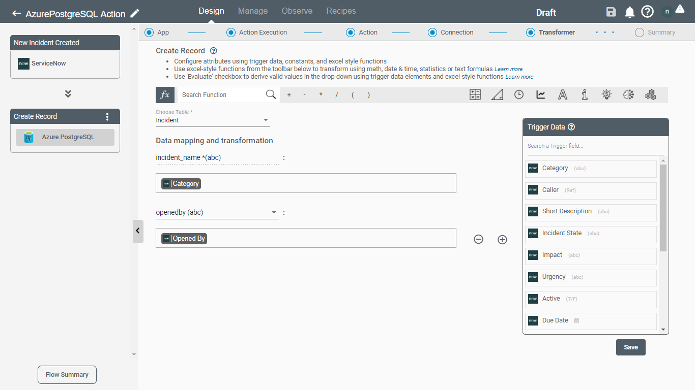 Azure PostgreSQL data mapping and transformation