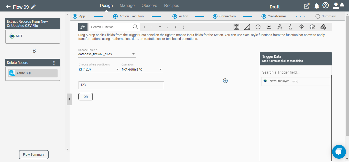 Azure SQL Delete record