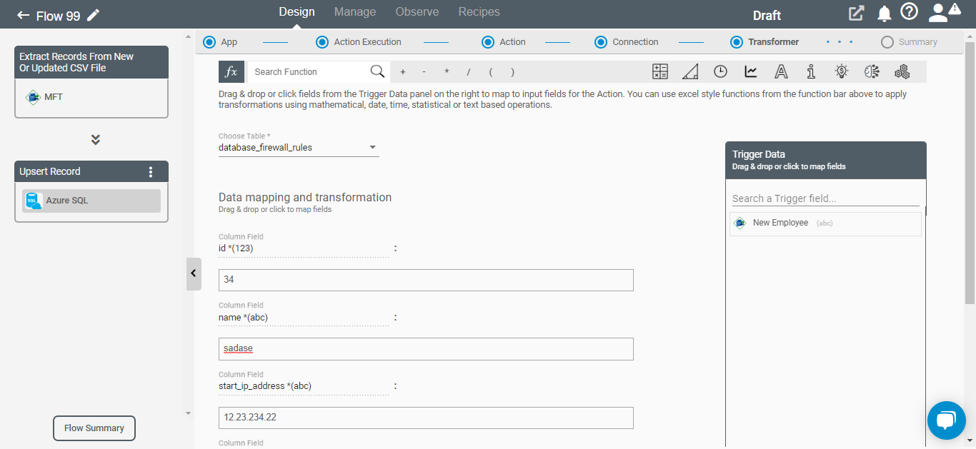 Azure SQL Upsert record