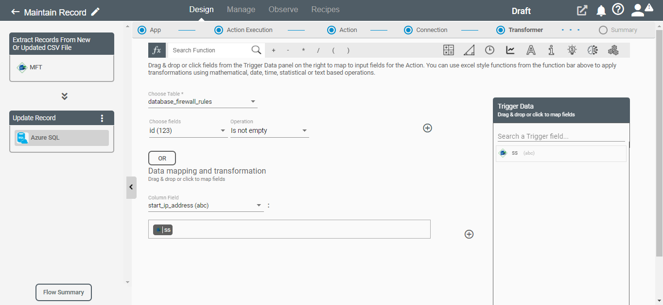 Azure SQL data mapping and transformation