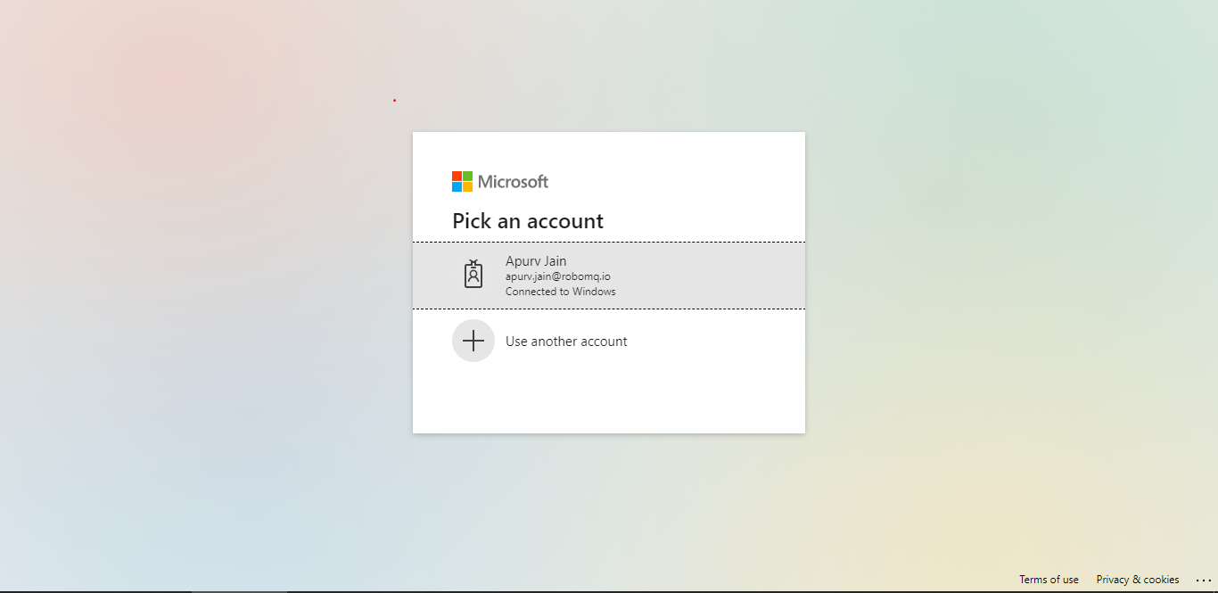 Microsoft account authorization screen