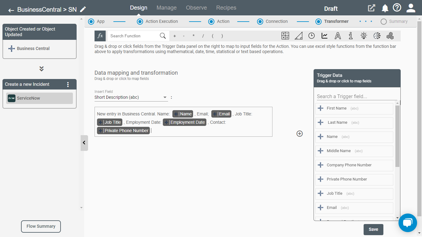 Data Mapping on Business Central application