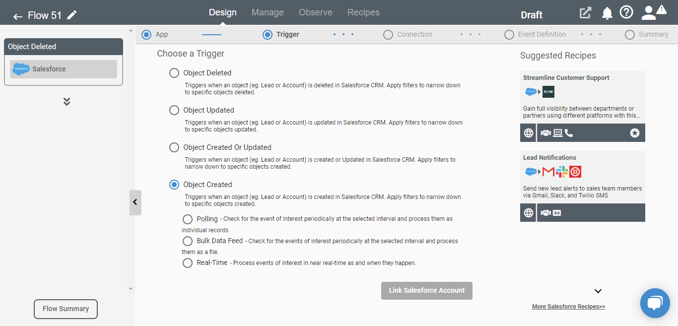 Define trigger on Connect iPaaS