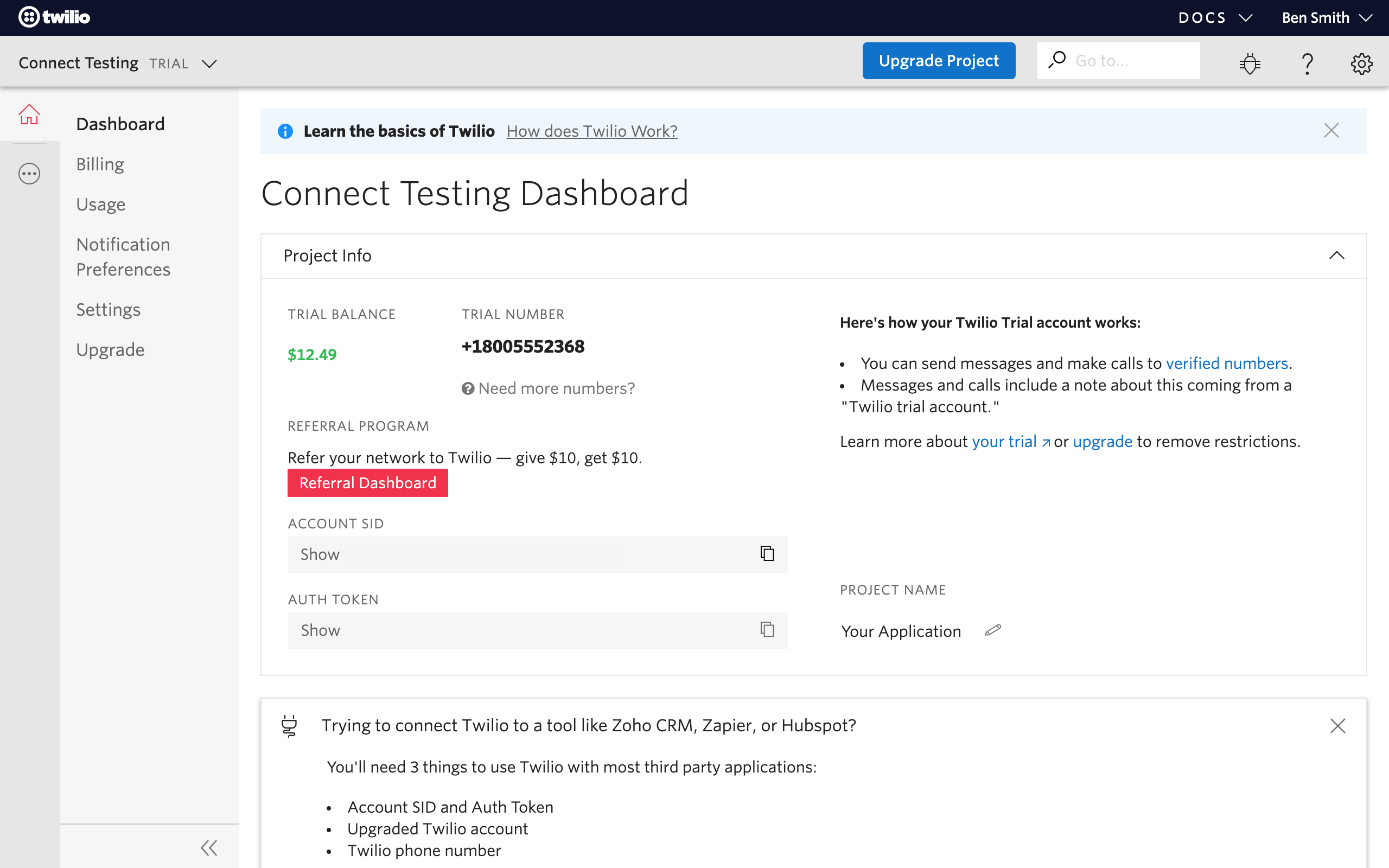 Getting your Token Authentication from your Twilio Account