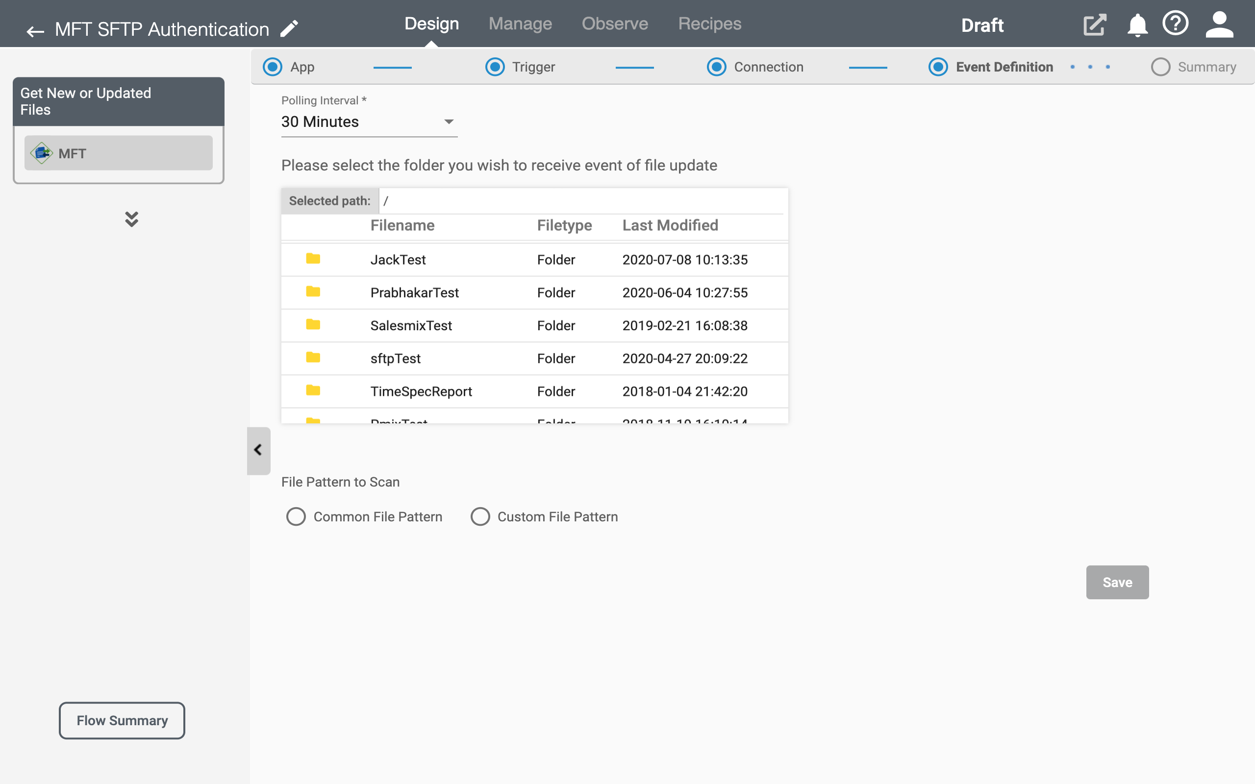 RoboMQ Connect accessing SFTP connection Page