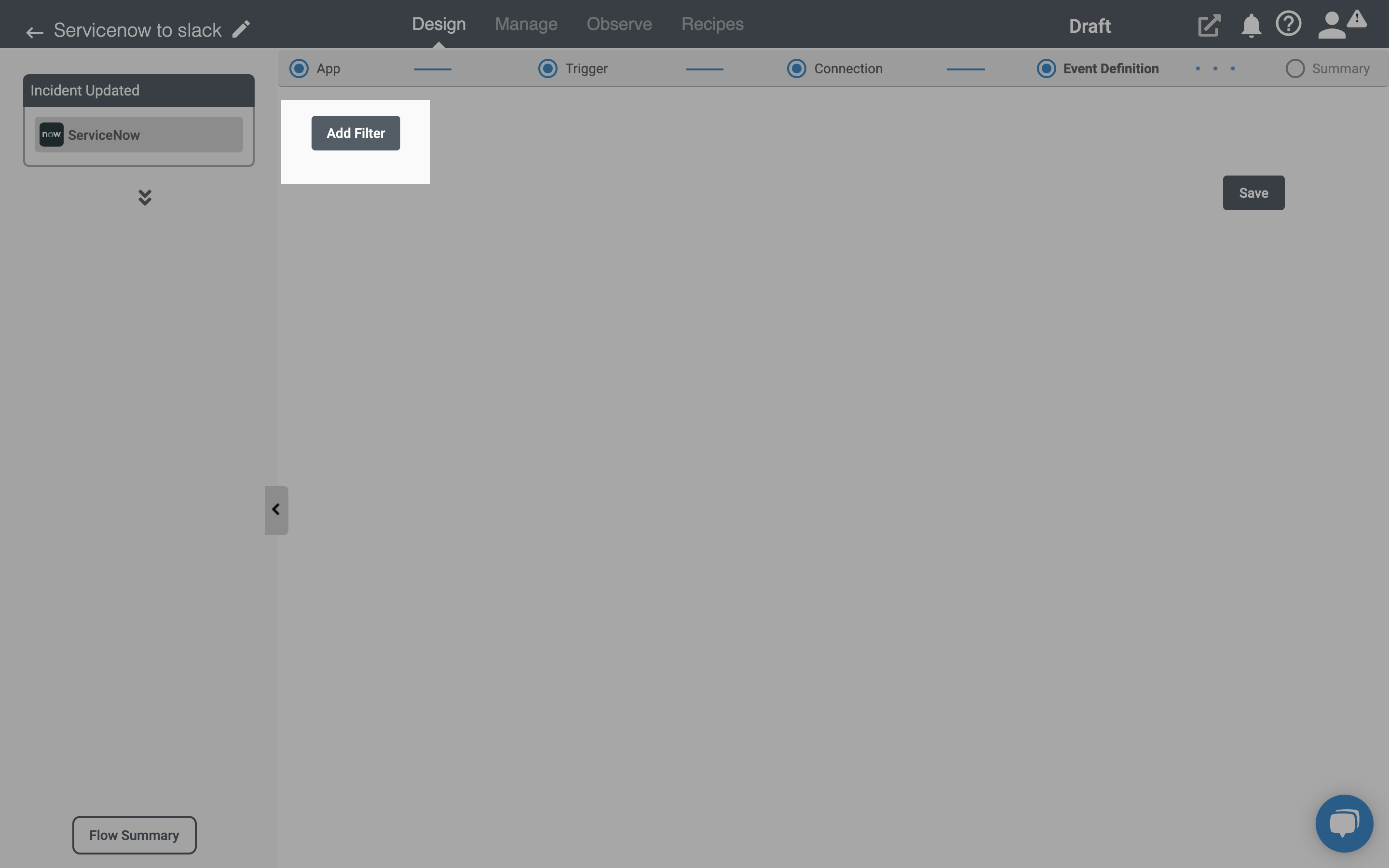 Event Filter button