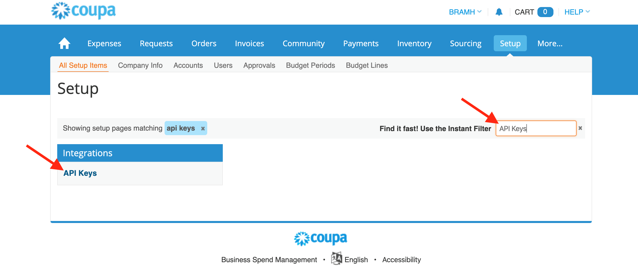 Coupa's API Key's