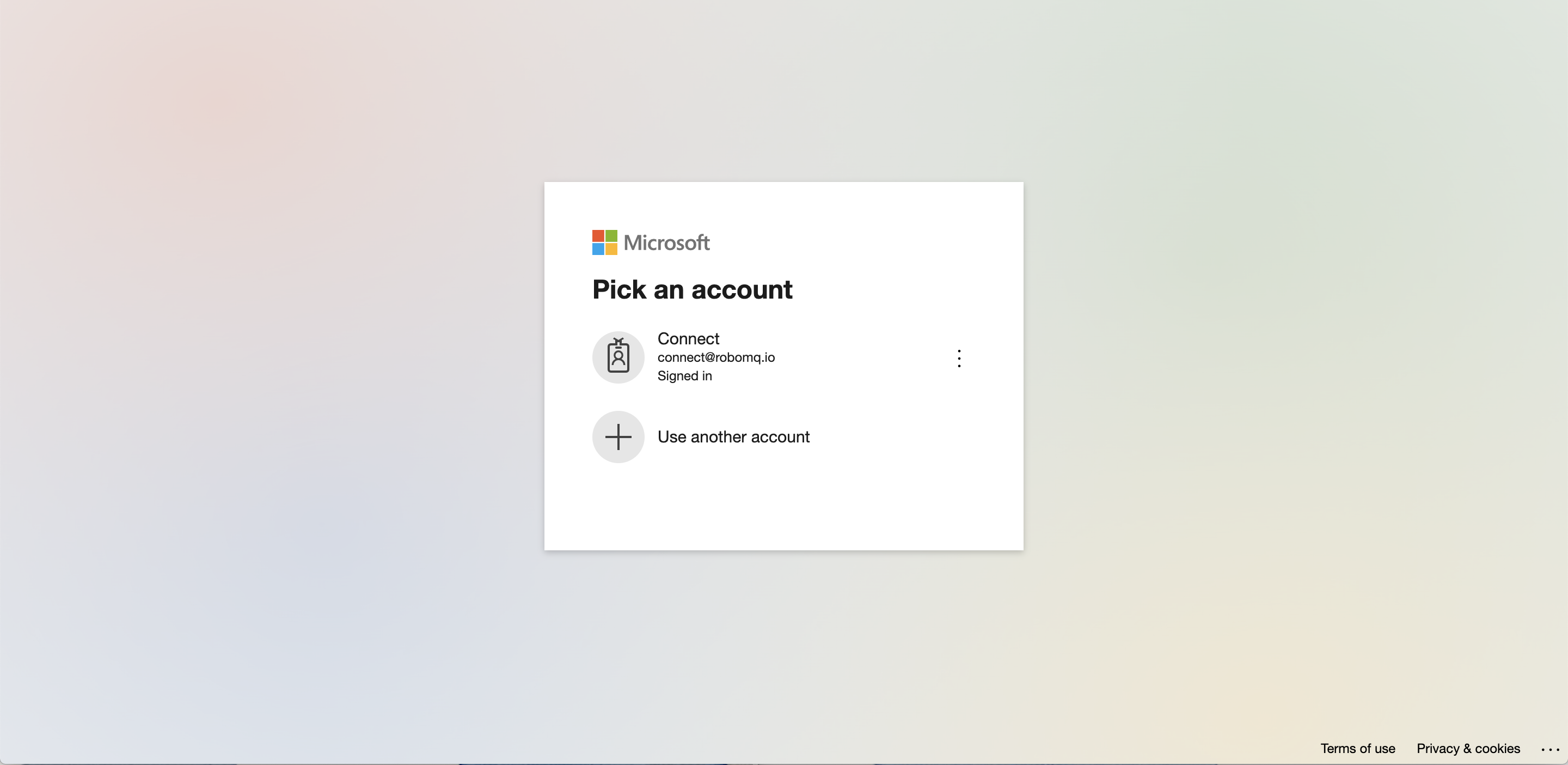 Microsoft account authorization screen