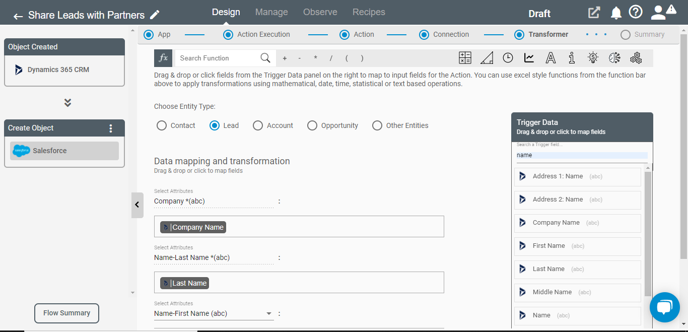 Data mapping and transformation on Dynamics 365 CRM 