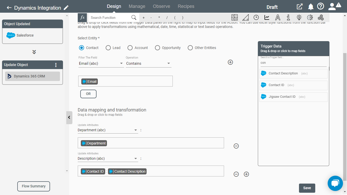 Update Entity Action for Dynamics 365 CRM on Connect iPaaS