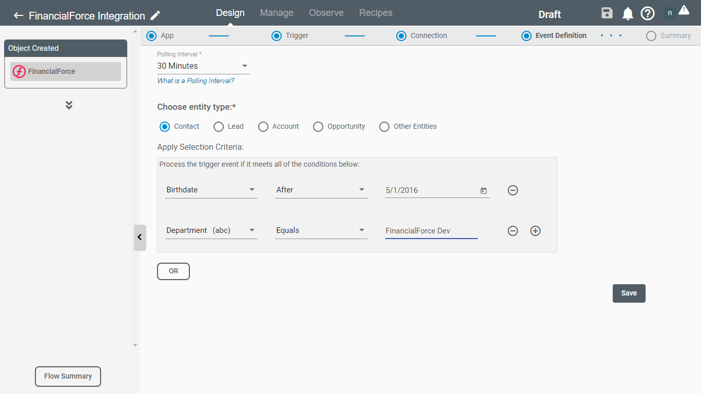 Event Filters for FinancialForce