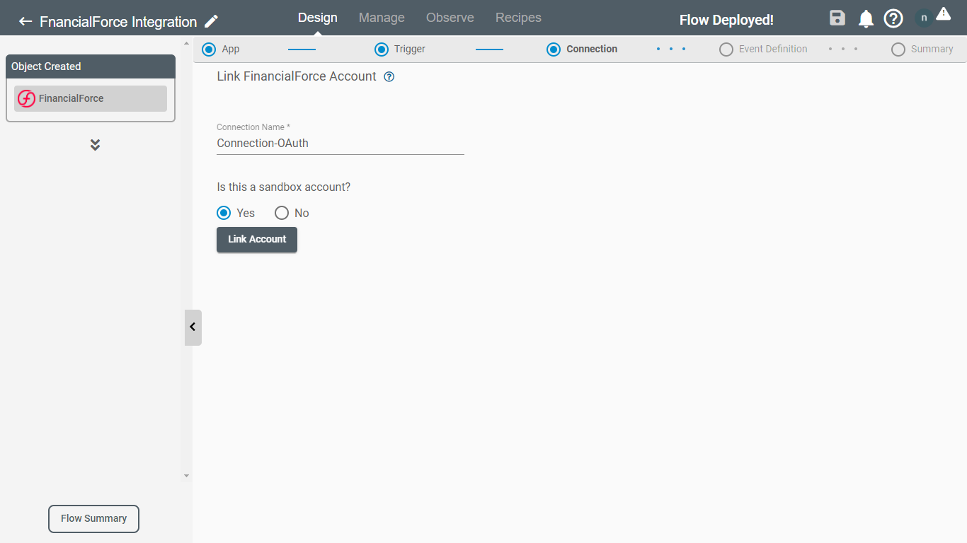 Create FinancialForce Connection