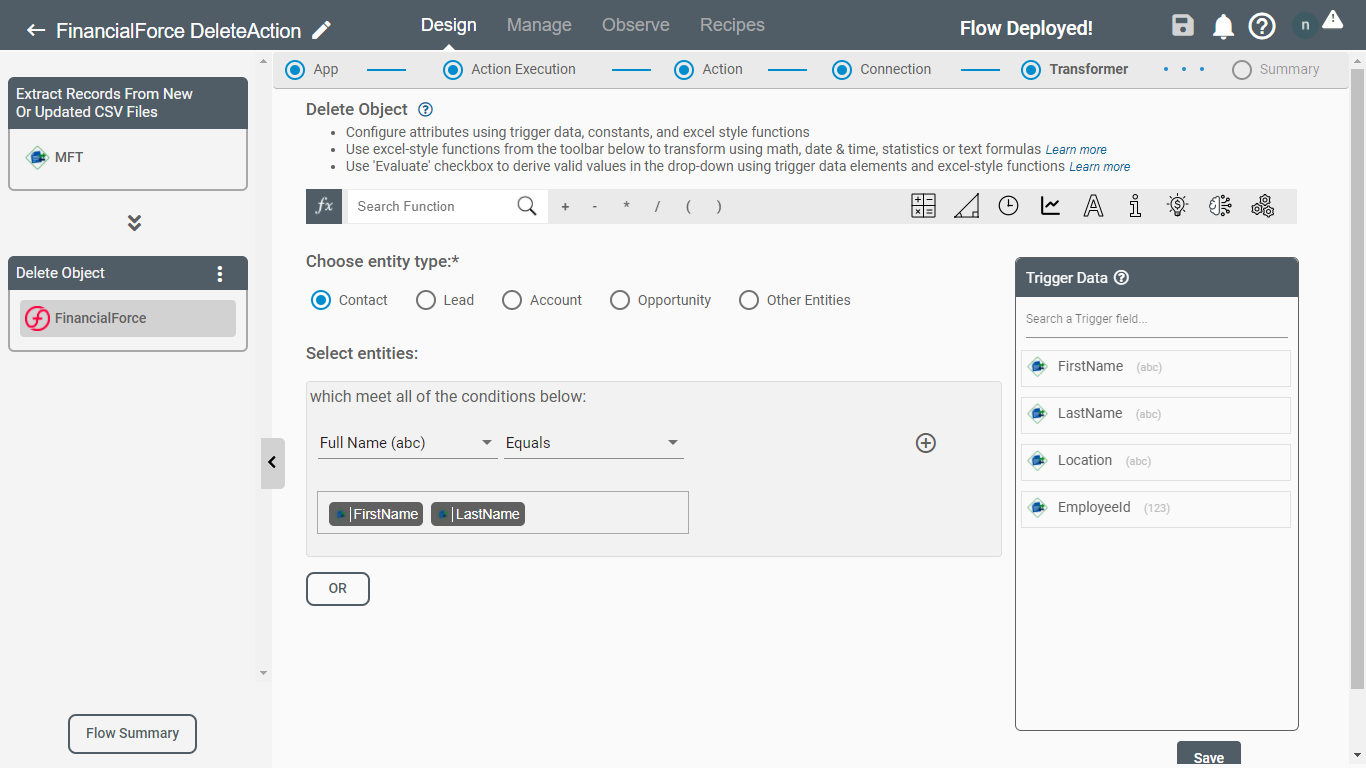 Delete Object in FinancialForce Application on Connect iPaaS