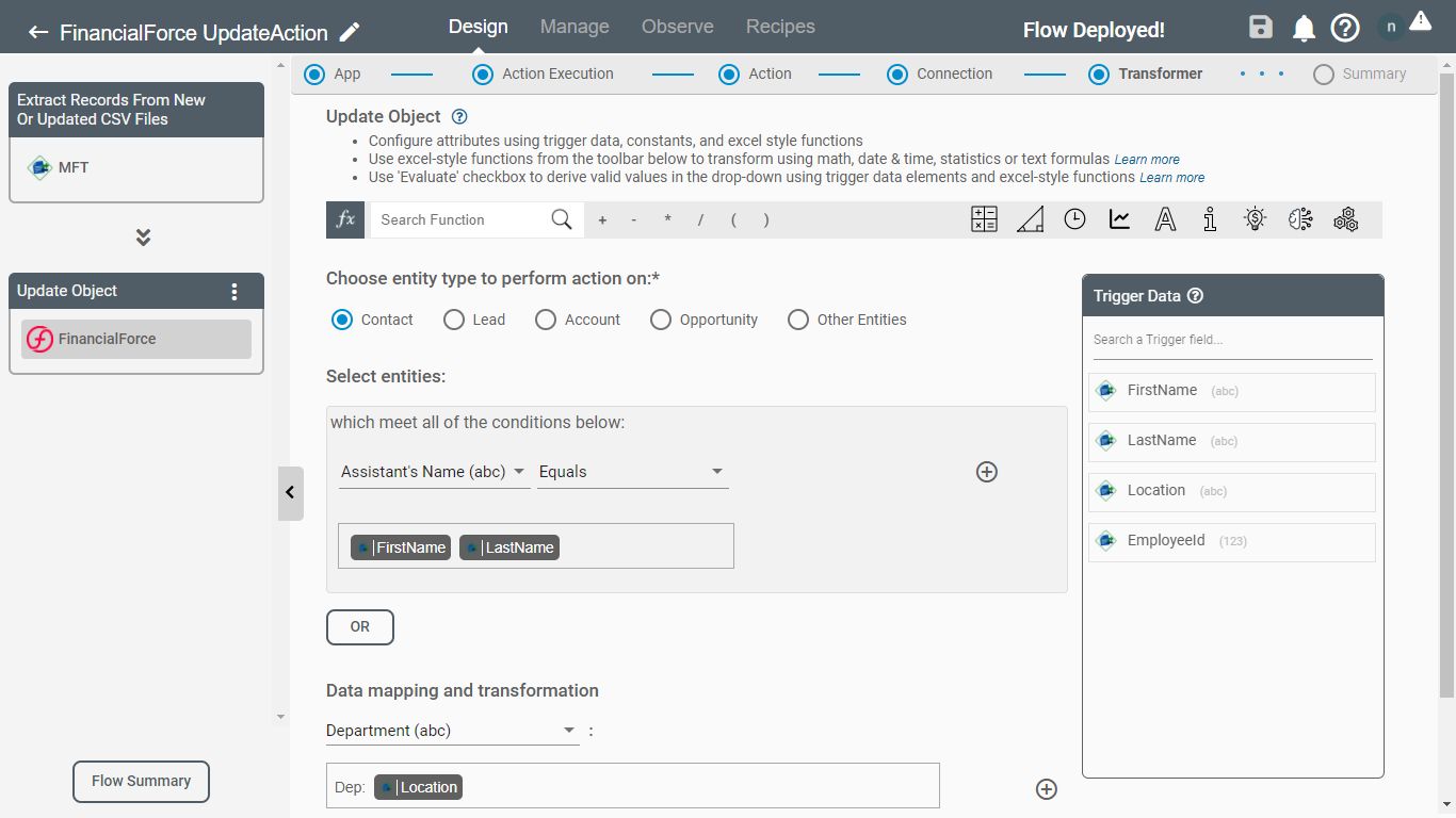 Update Object in FinancialForce Application on Connect iPaas