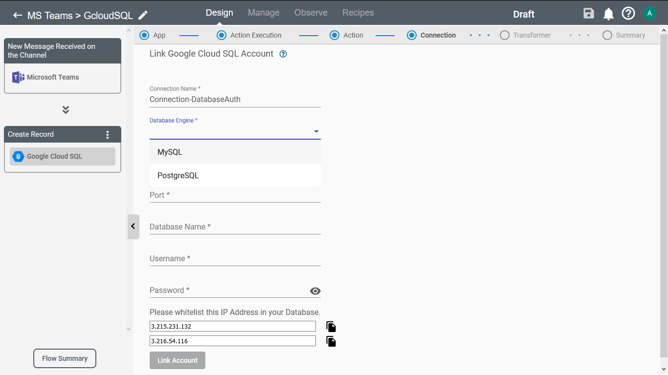 Google Cloud SQL Connection