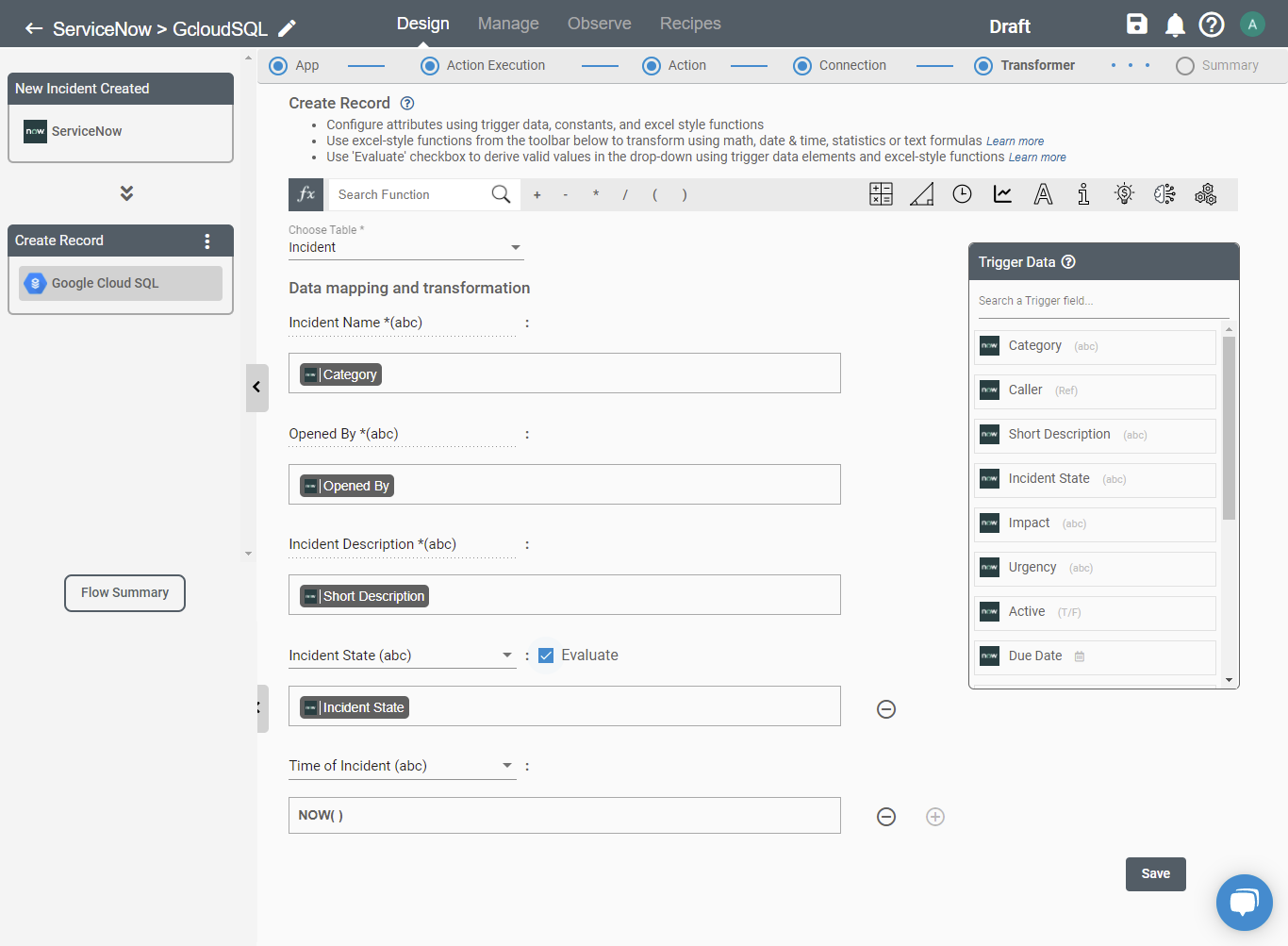 Google cloud SQL Data mapping and transformation