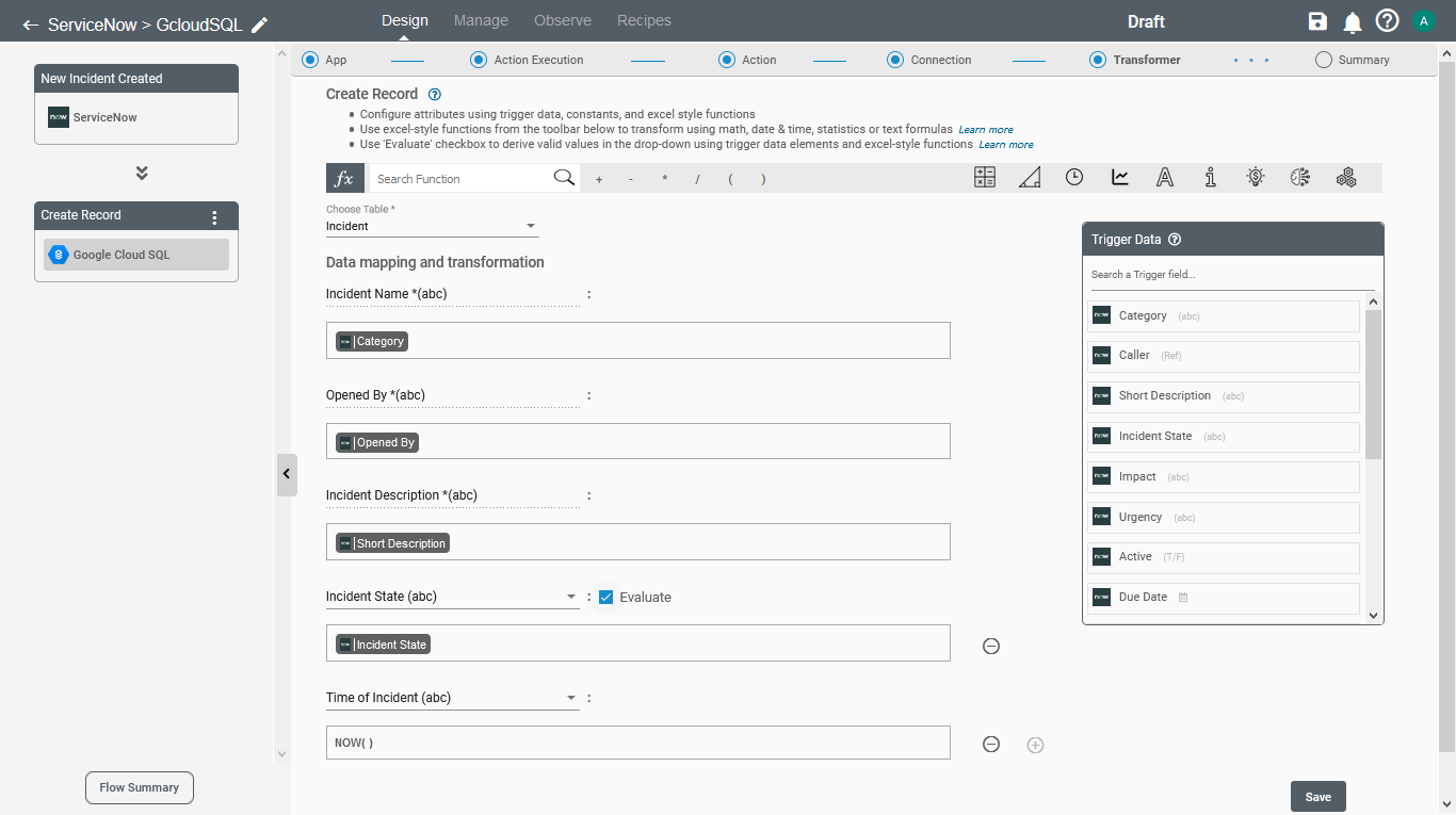 Google Cloud SQL Create record