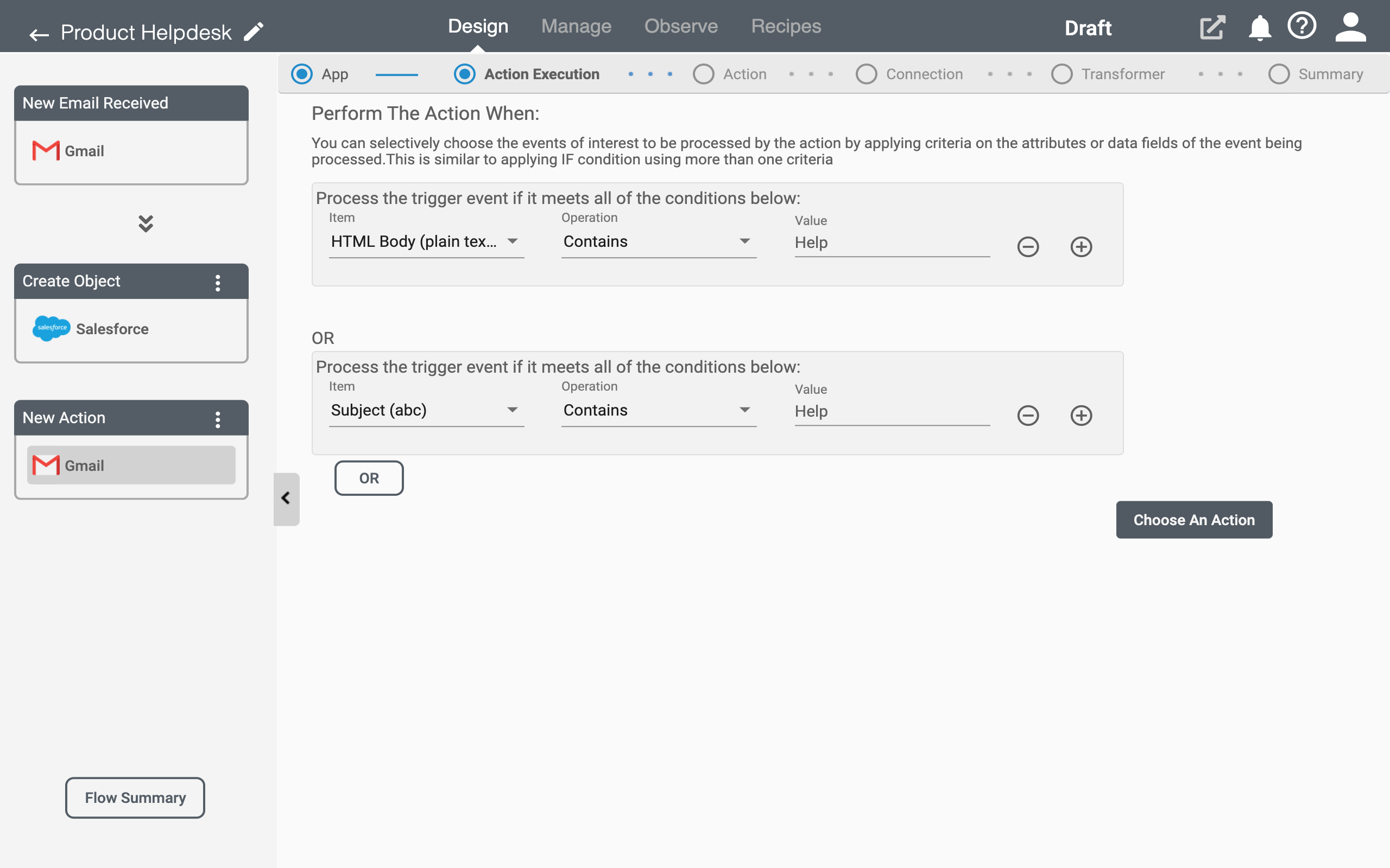 Conditional Processing for Gmail in Connect iPaaS