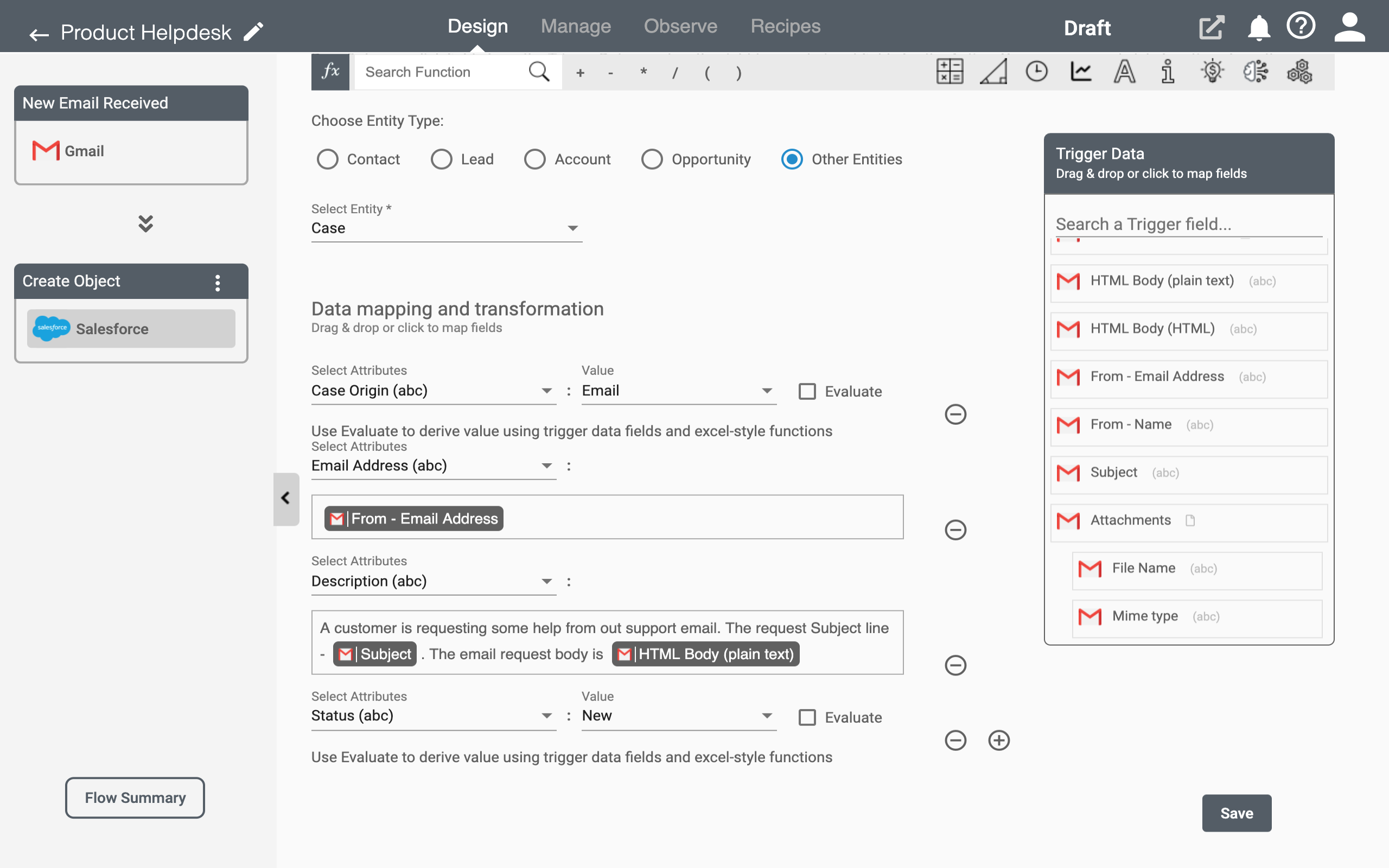 Data Mapping on Gmail application