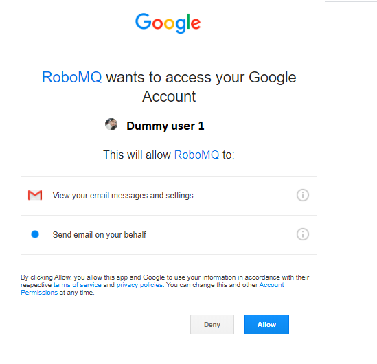 Gmail Connection Allow Permission