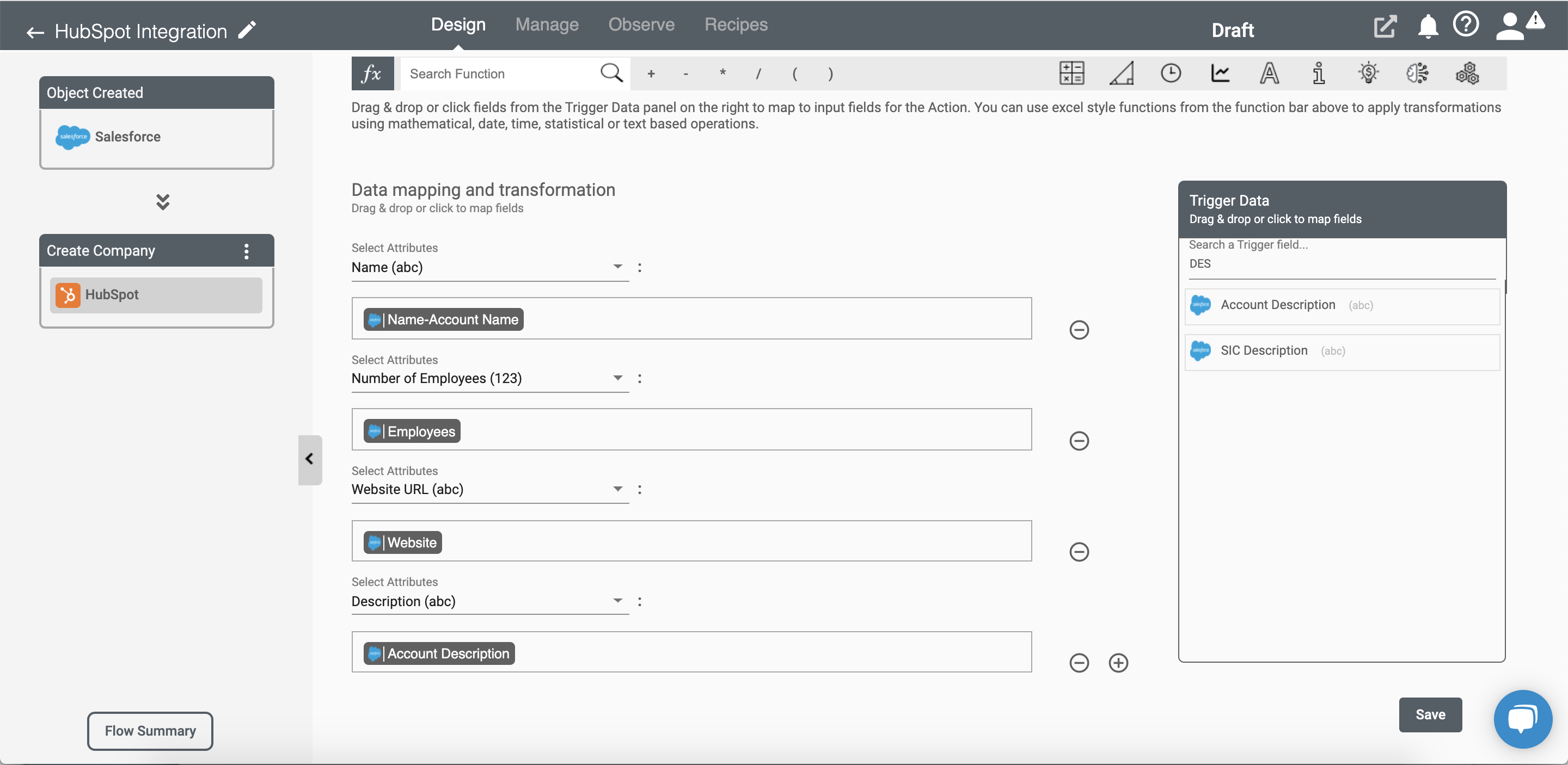 Create Company Action for HubSpot on Connect iPaaS