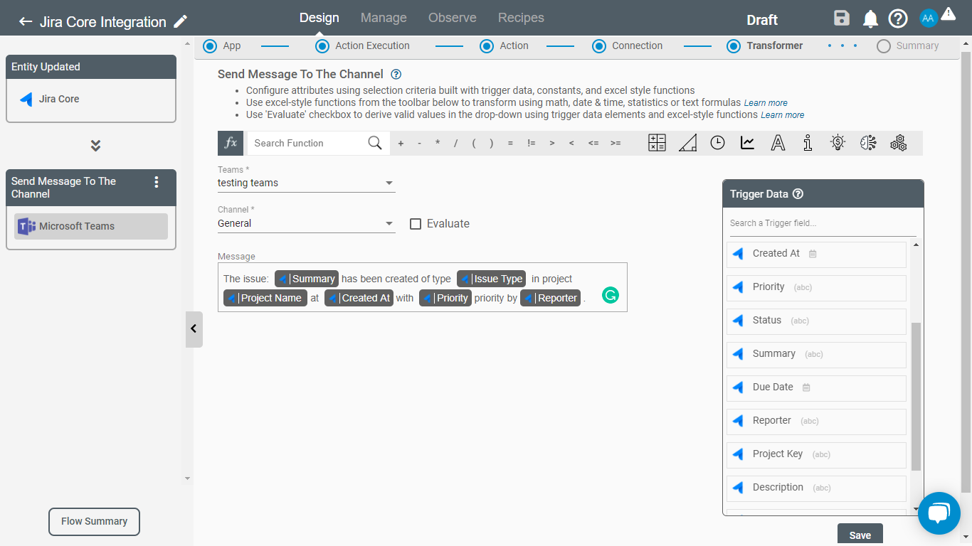 Data mapping and transformation on Jira Core