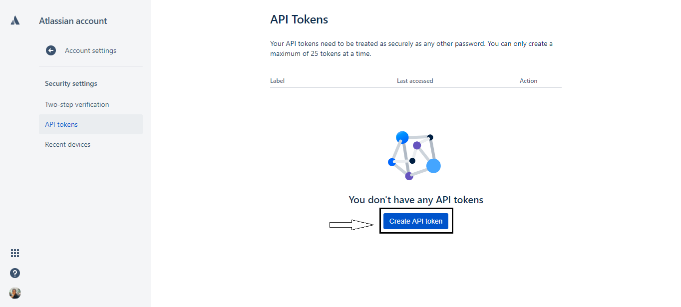 Jira Service Management API token generation