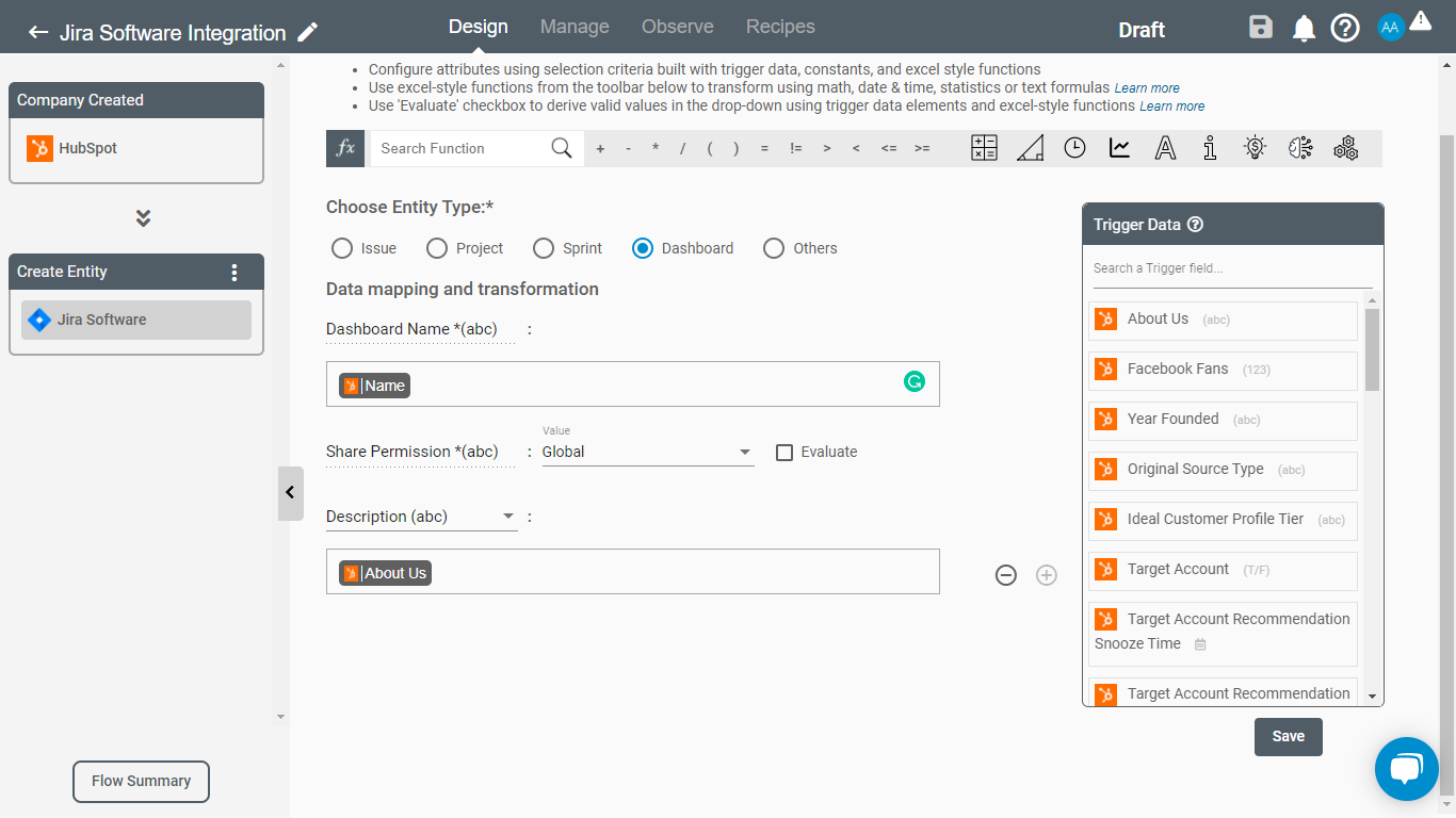 Create Entity Action for Jira Software on Connect iPaaS