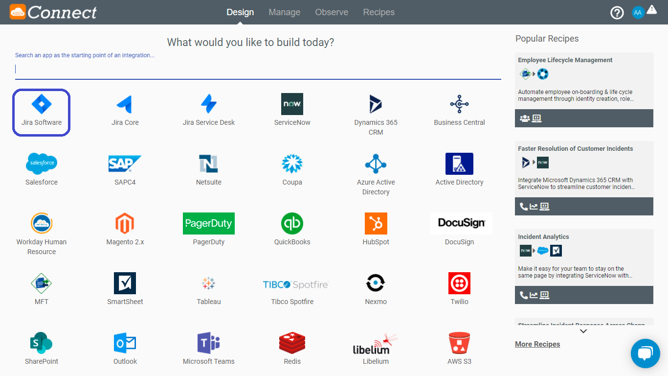 Jira Software on Connect iPaas