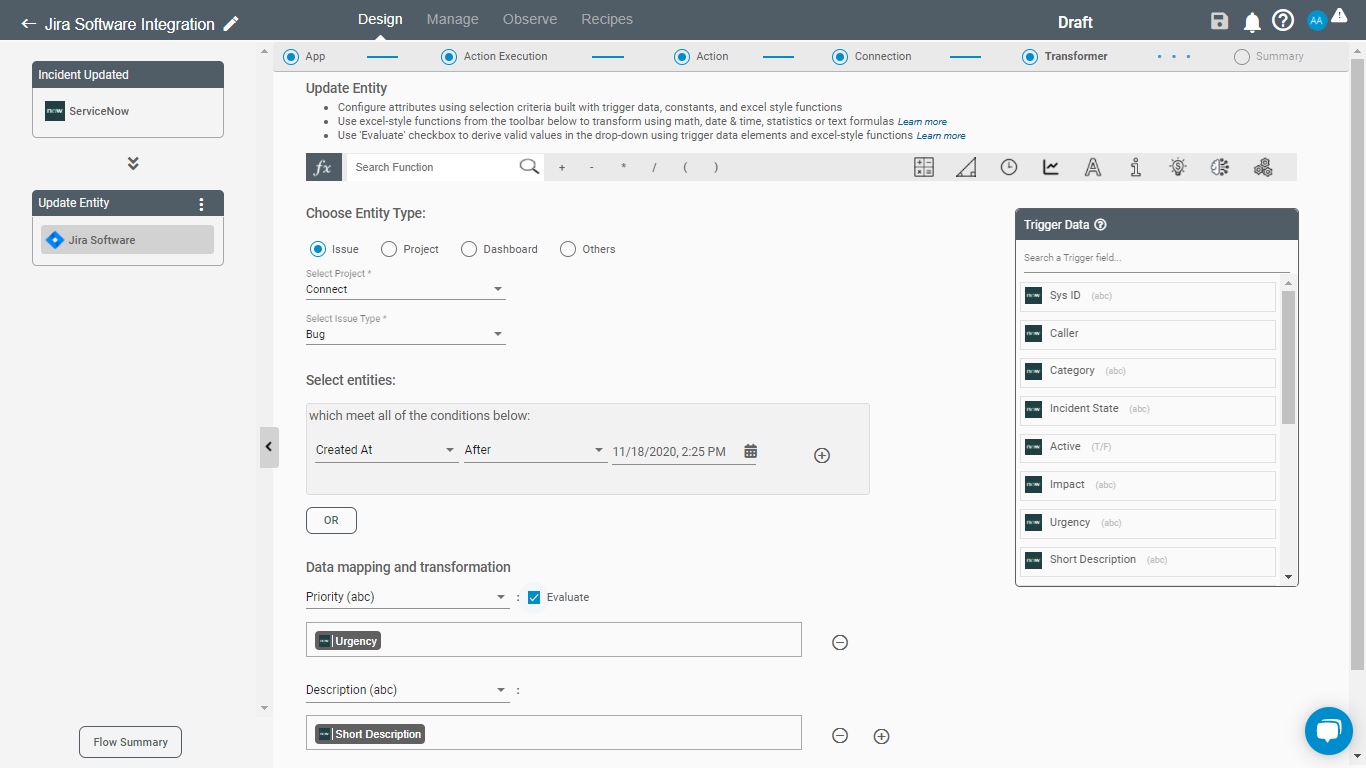 Update Entity Action for Jira Software on Connect iPaaS