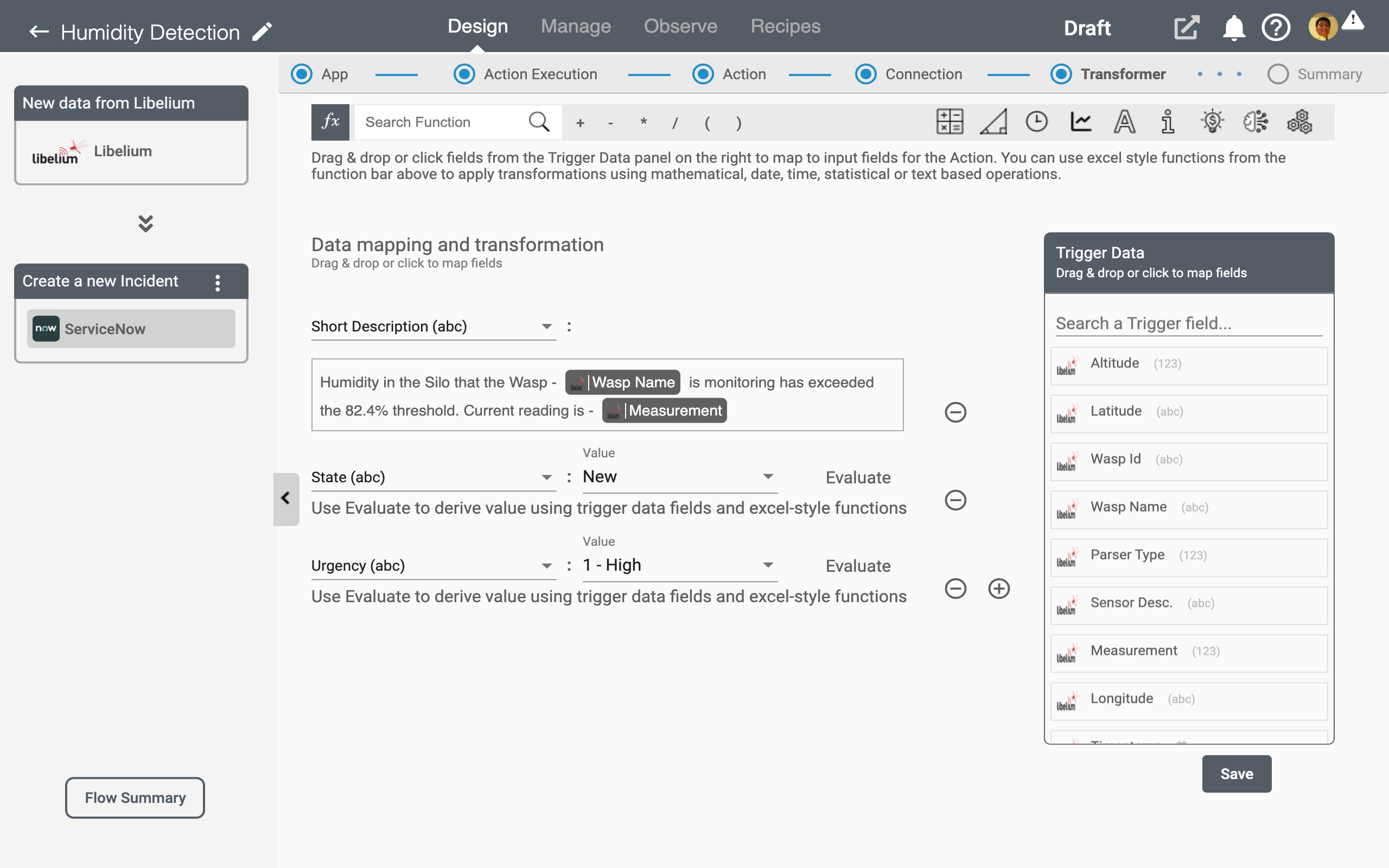 Data Mapping on Libelium application