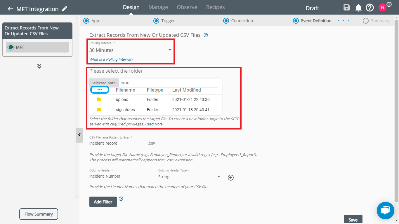 Common section for MFT Triggers on Connect iPaaS