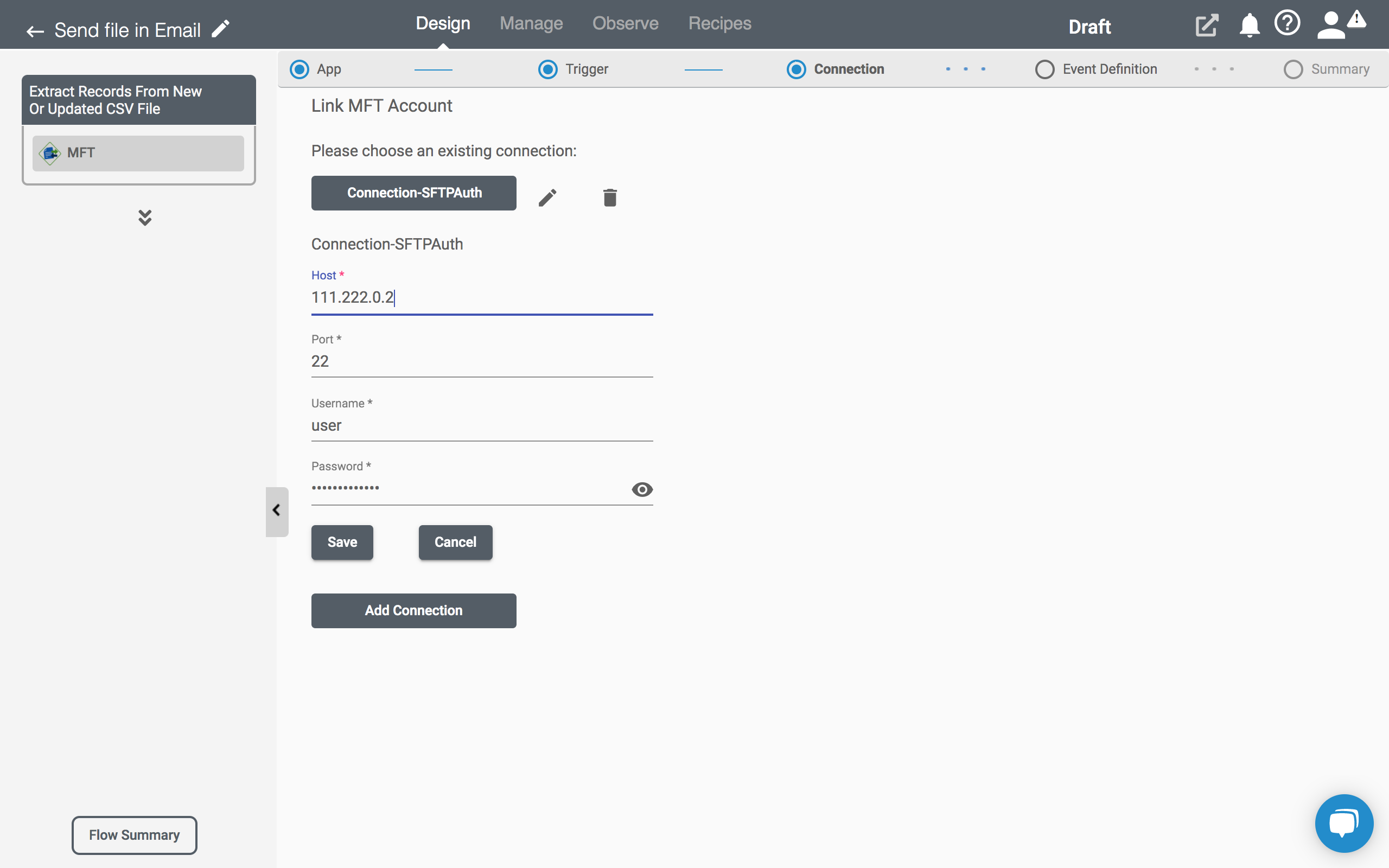 Create MFT Connection