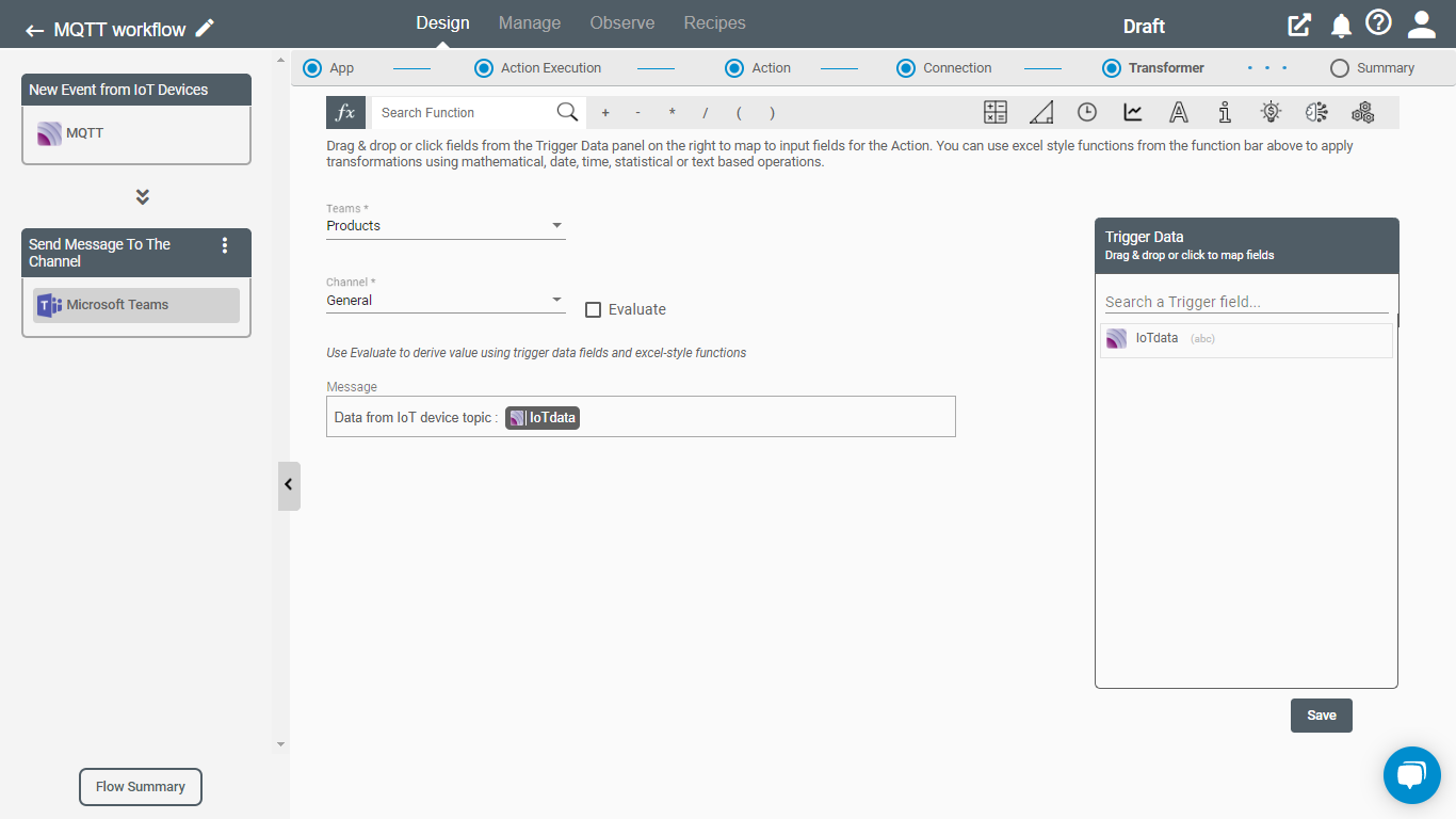 Data Mapping on MQTT application