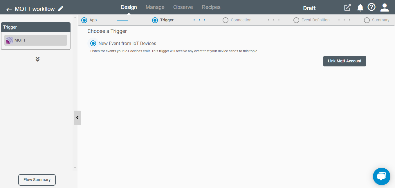 Trigger for MQTT Application on Connect iPaaS