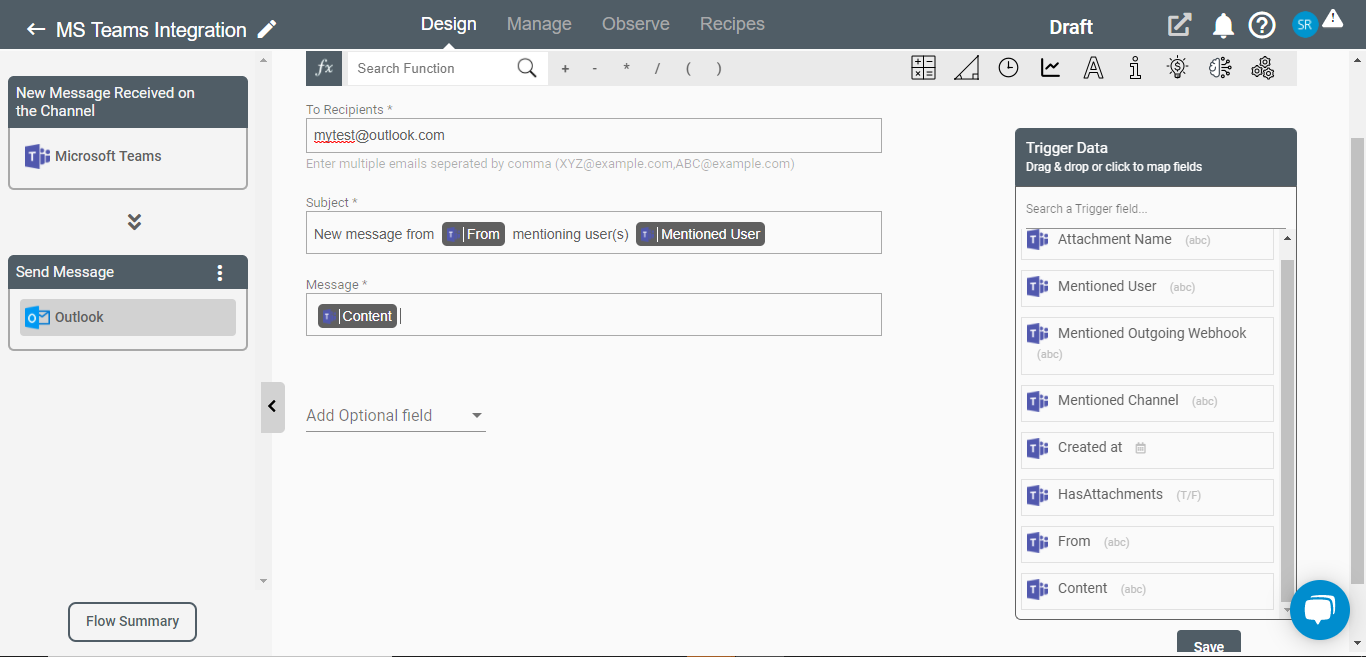 Data Mapping on Microsoft Teams application