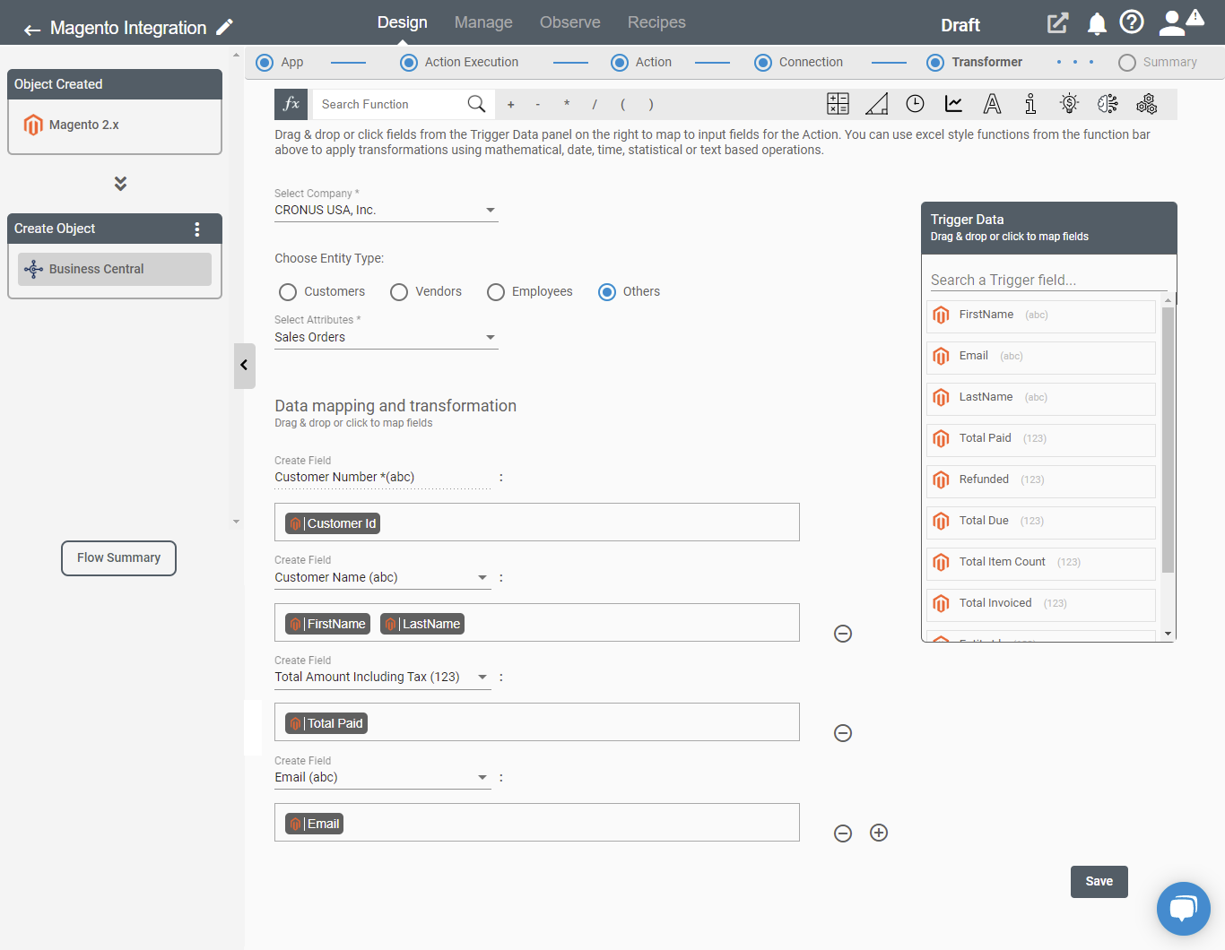 Data Mapping on Magento application