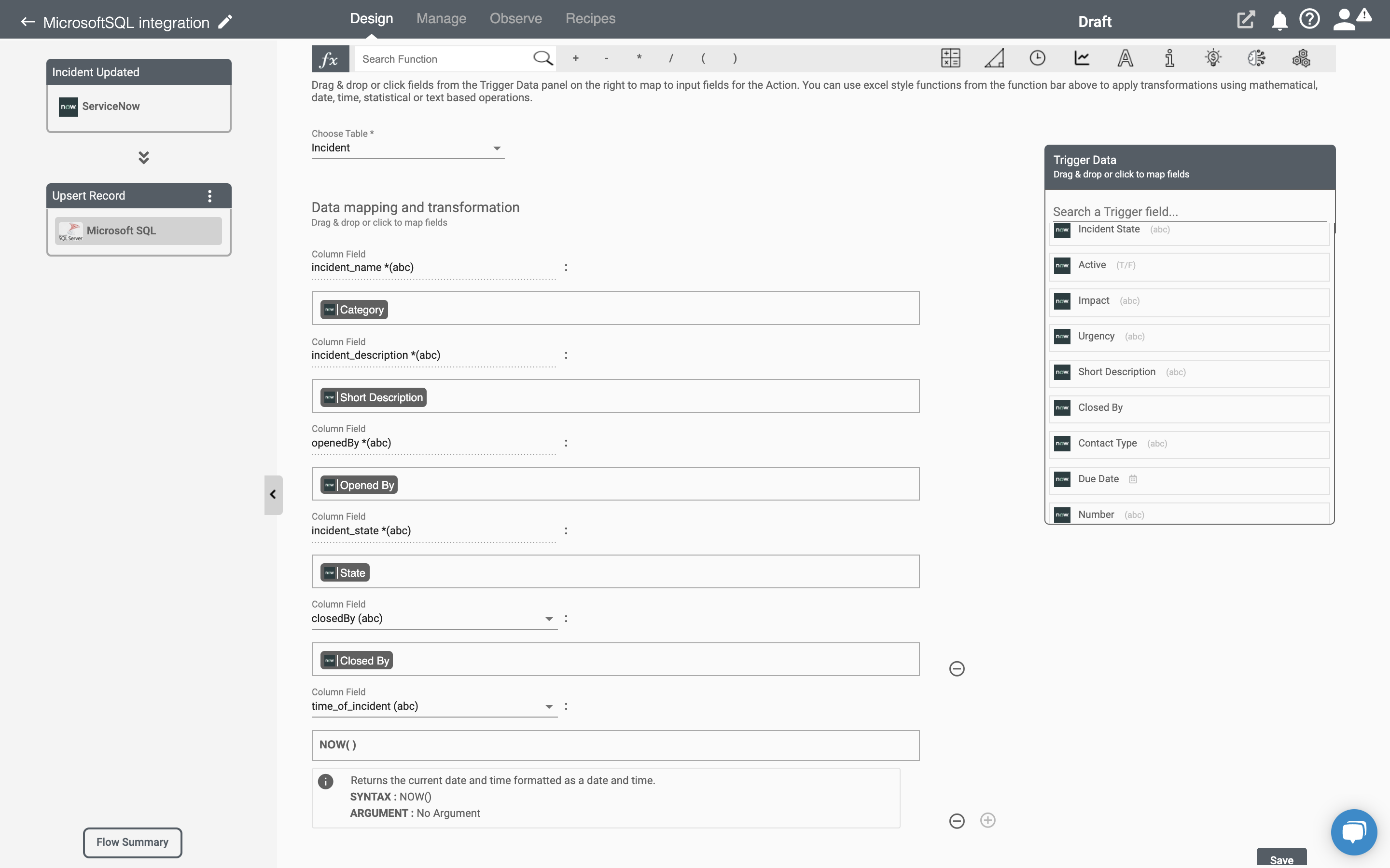 Microsoft SQL Data mapping and transformation