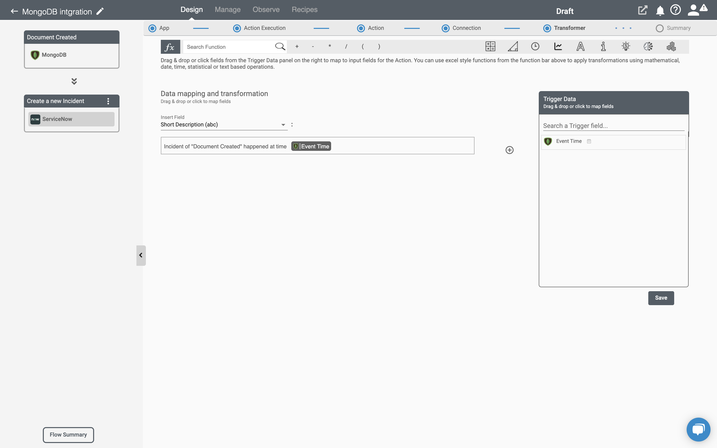 Data Mapping on MongoDB application