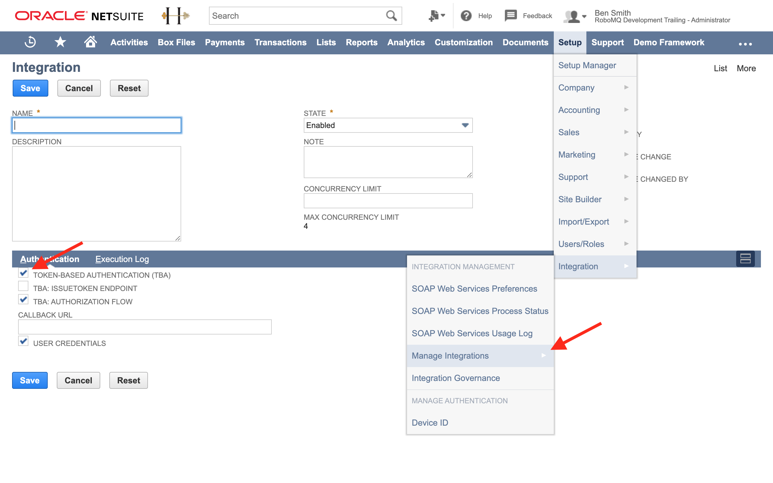 Create NetSuite's Integration Record